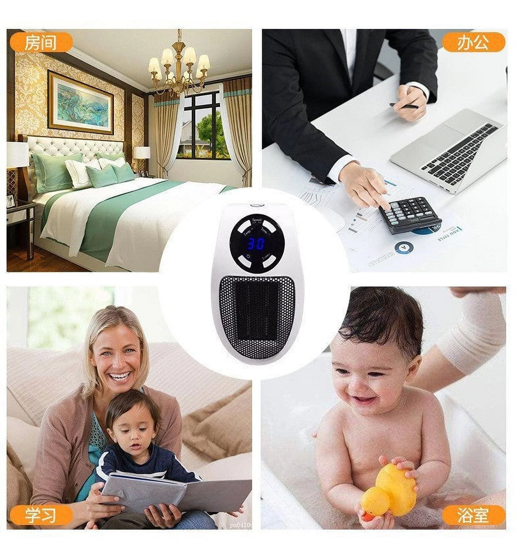 500W Mini Plug-in Wall Heater With Digital Timer T8525