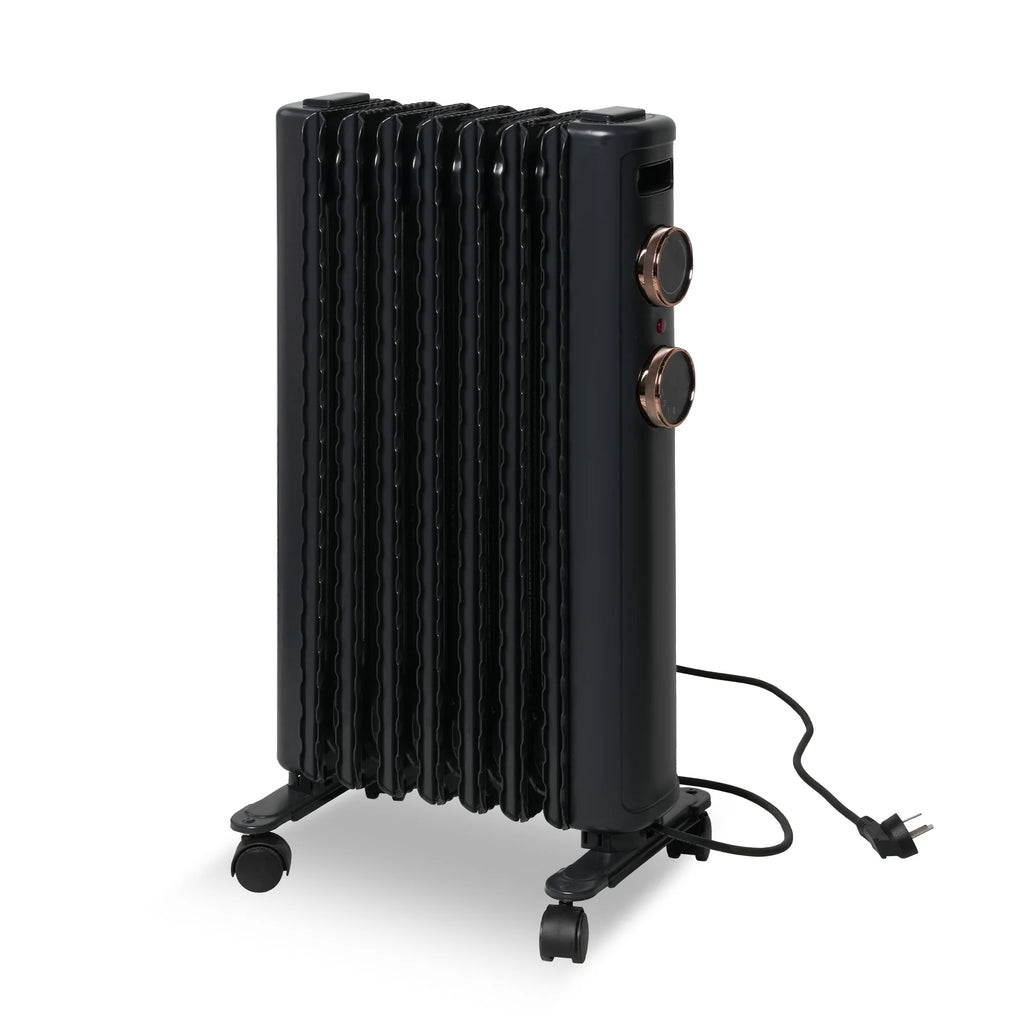 Oil Filled Radiator Heater with 3 Heating Modes, Adjustable Thermostat, Universal Wheels, Black&Gray S415