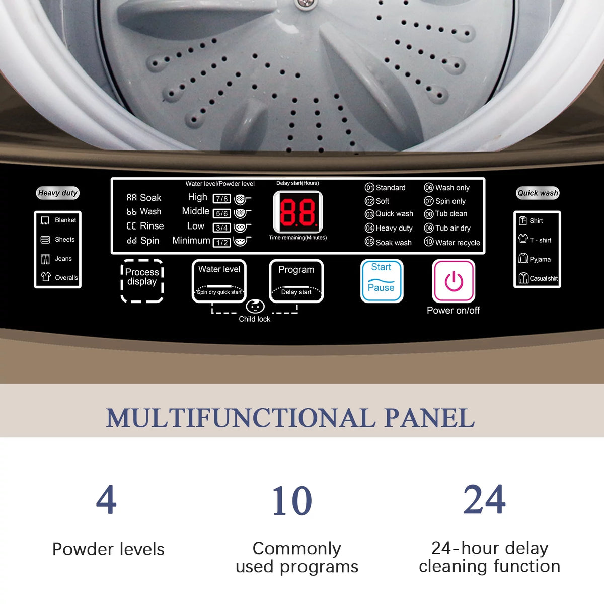 17.7 lbs Full Automatic Top Load Mini Washer M359