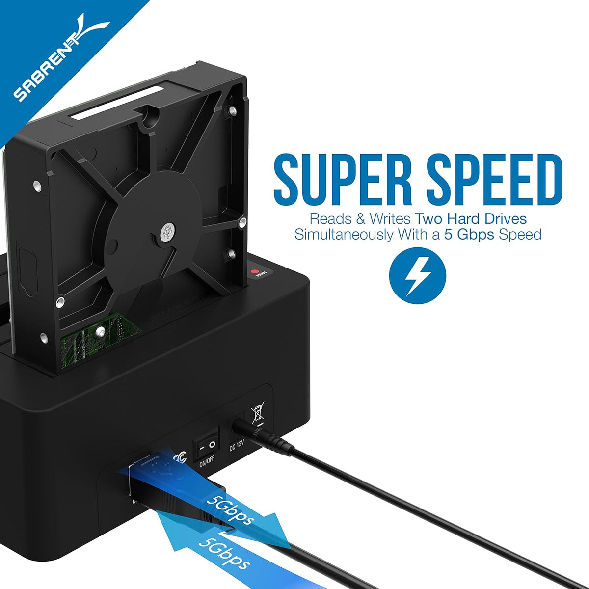USB 3.0 to SATA Dual Bay External Hard Drive Docking Station for 2.5 or 3.5in HDD SSD with Hard Drive Duplicator Cloner Function 10TB Support Pack of 2 P2017