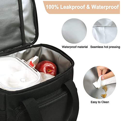 Insulated Leak-Proof Large Black Lunch Bag U774618