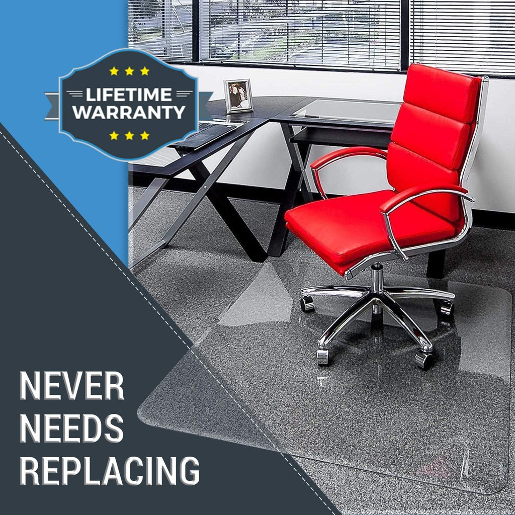 36" x 46" Clear Tempered Glass Chair Mat with Beveled Edge Y38411