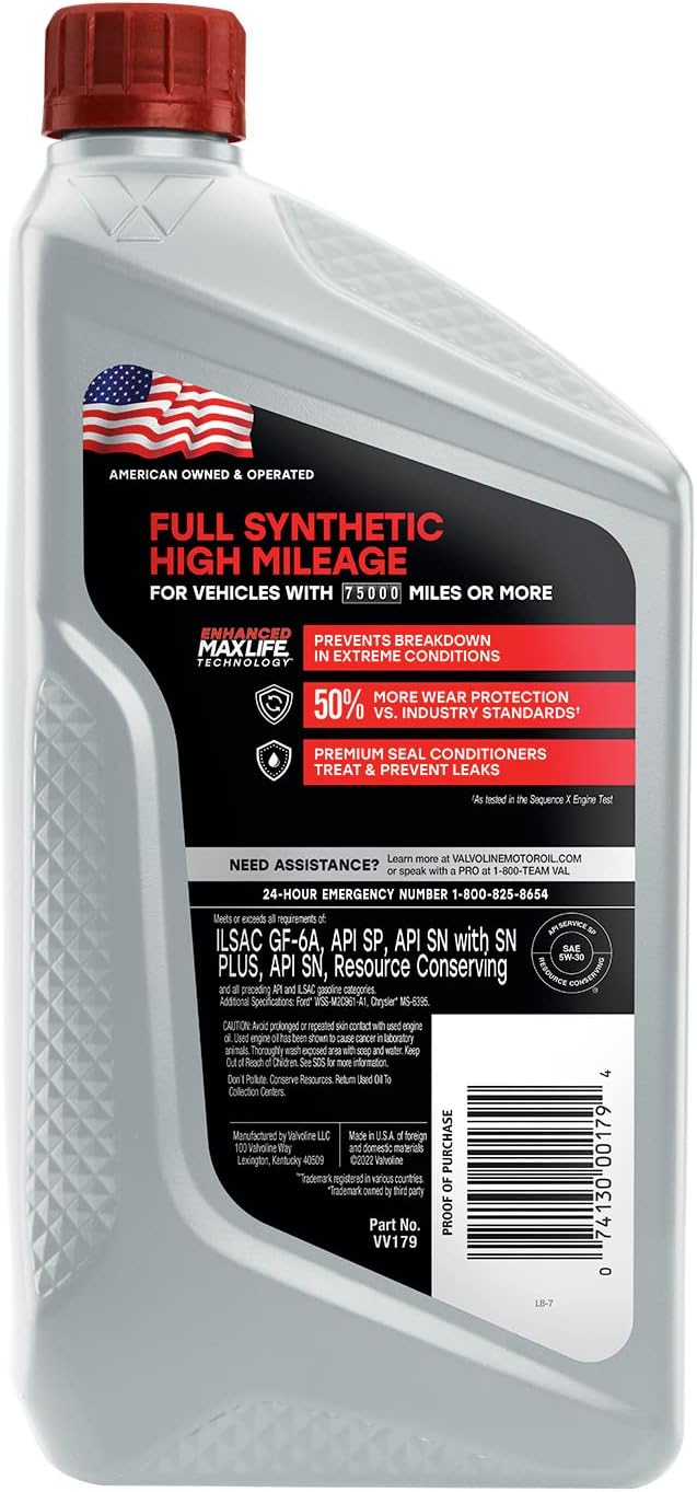 Full Synthetic SAE 5W-30 Motor Oil 1 QT (Pack of 2) U39349