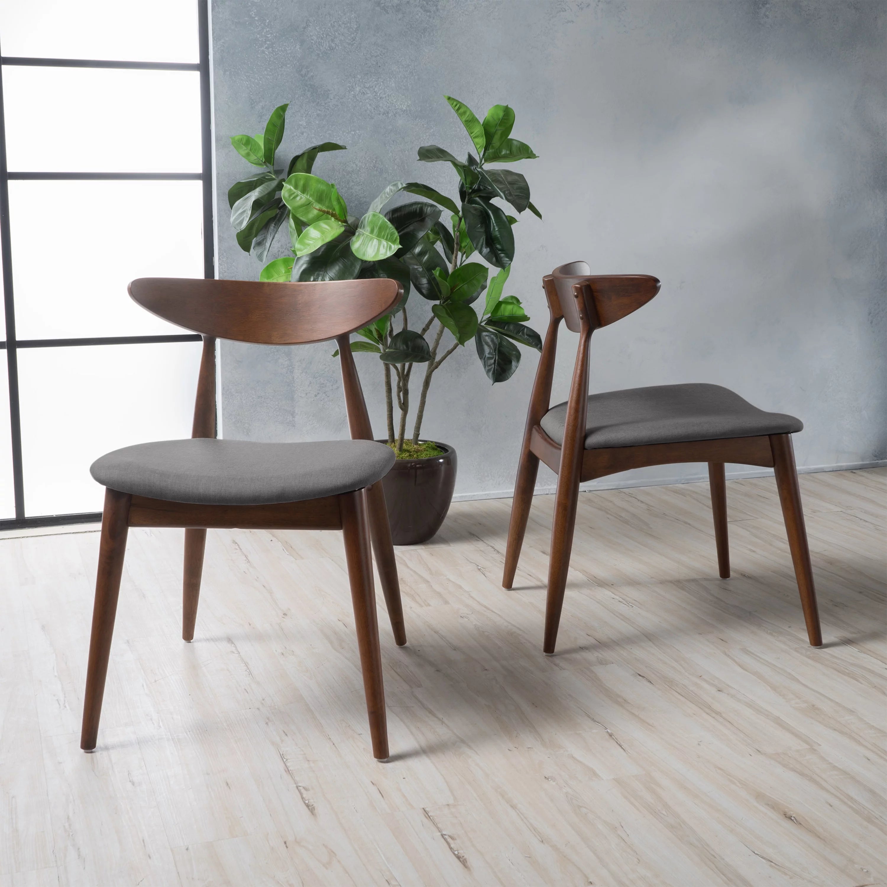 Light Grey Fabric Dining Chairs, Set of 2 P584399