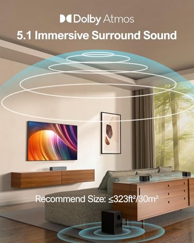 5.1CH Surround Sound Bar with Subwoofer, Dolby Atmos, 300W Q38503