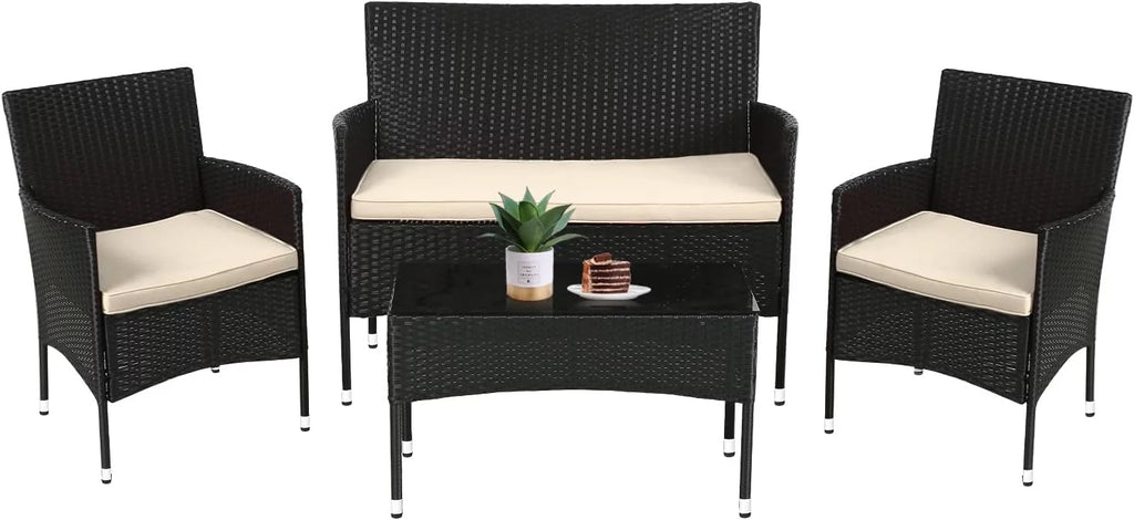 4 Piece Outdoor Rattan Wicker Sofa Set T7580