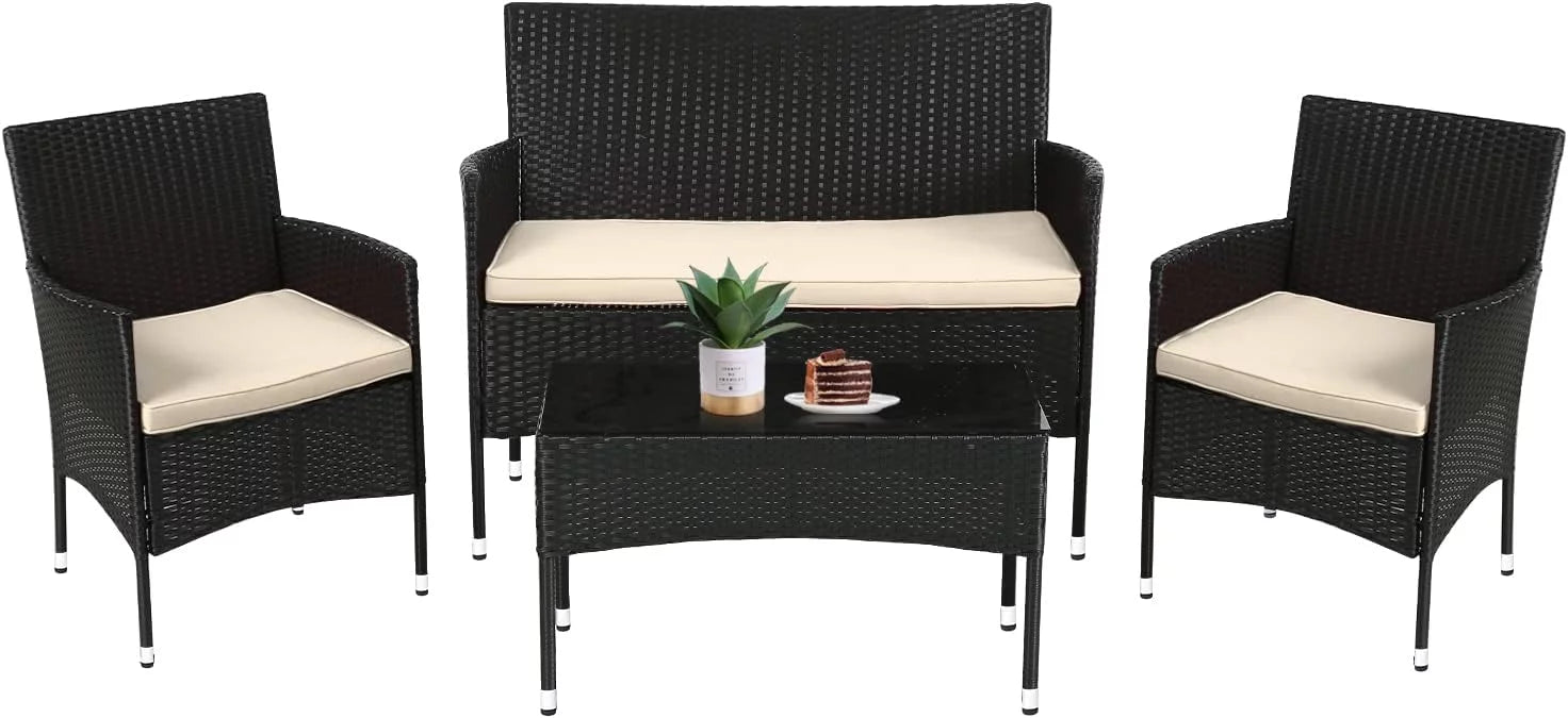 4 Piece Outdoor Rattan Wicker Sofa Set T7580