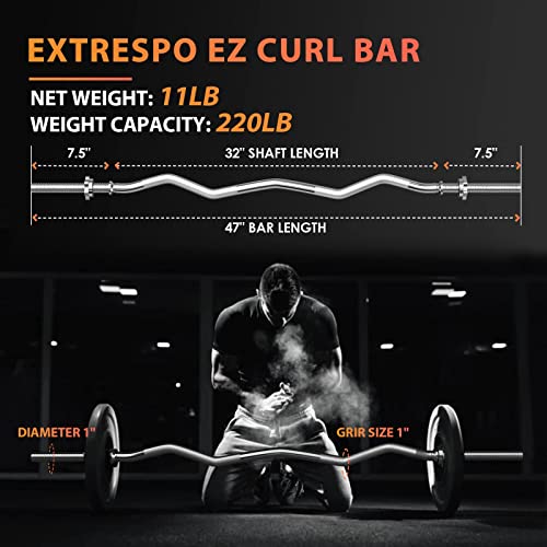 47" EZ Curl Bar Weight Lifting Bar with 2 Star Collars P652