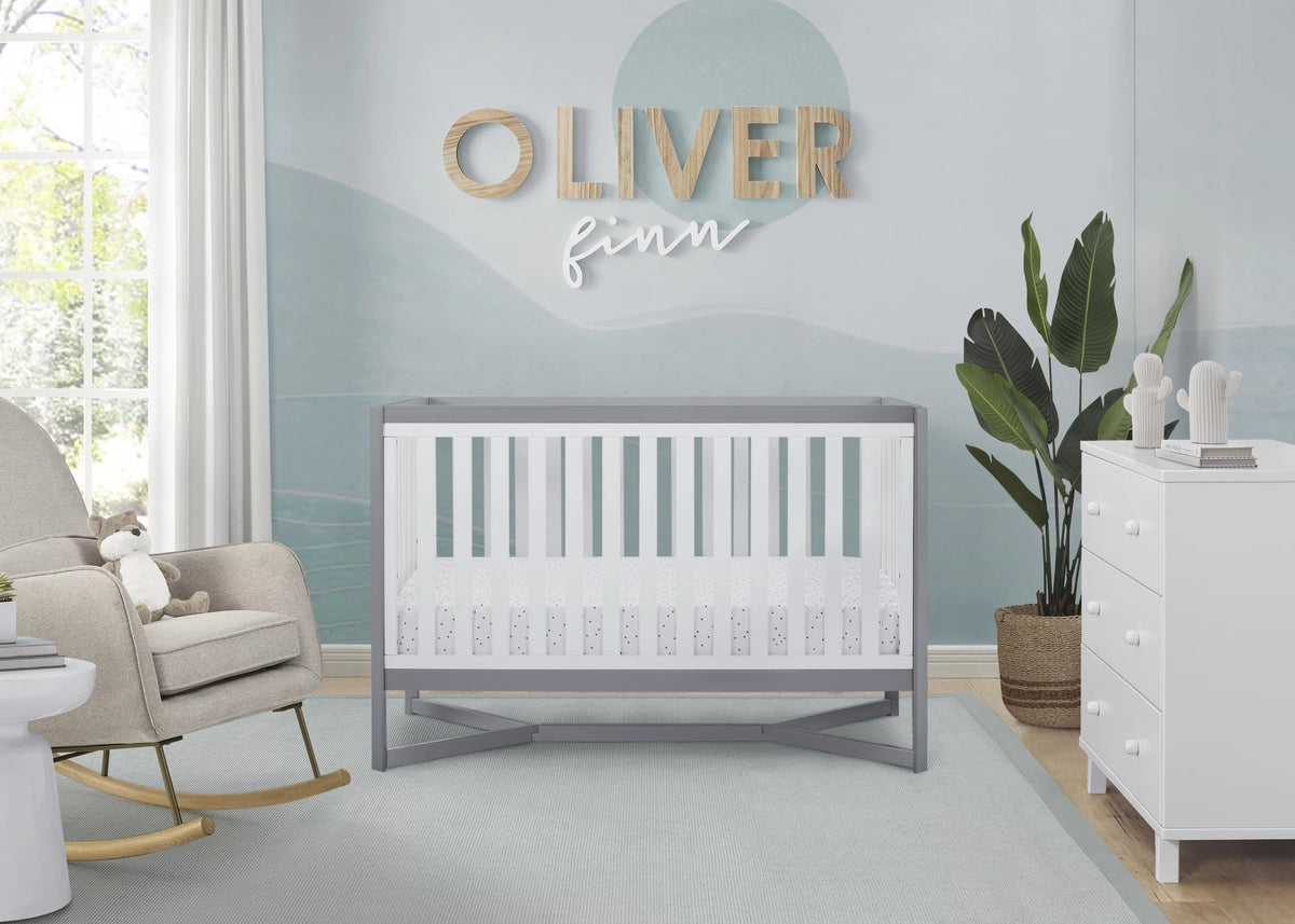 White/Gray 4-in-1 Convertible Crib K41766
