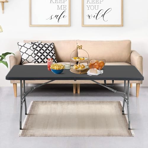 White 6 Foot Heavy Duty Plastic Folding Table M597134