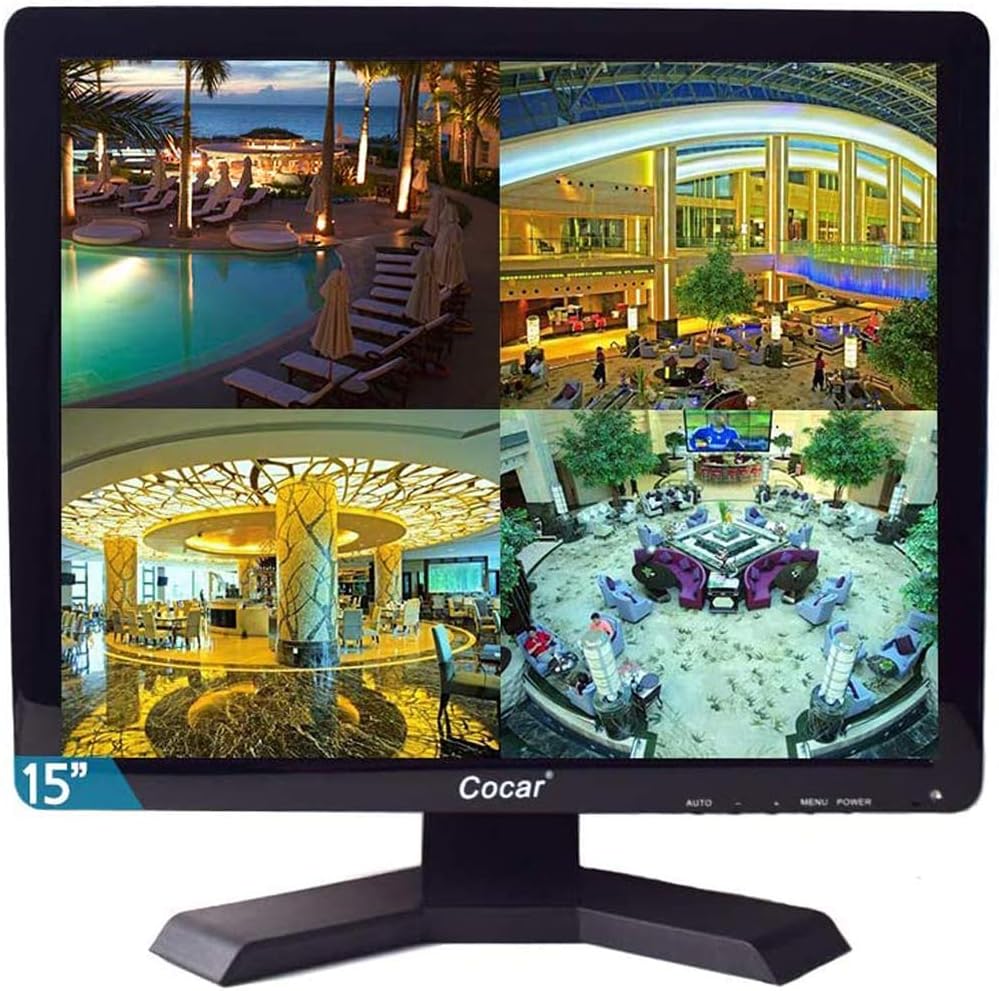 15 inch CCTV Security Monitor with BNC VGA HDMI AV Built-in Speaker 4:3 HD Display LCD Screen Display with USB Media Player C842033