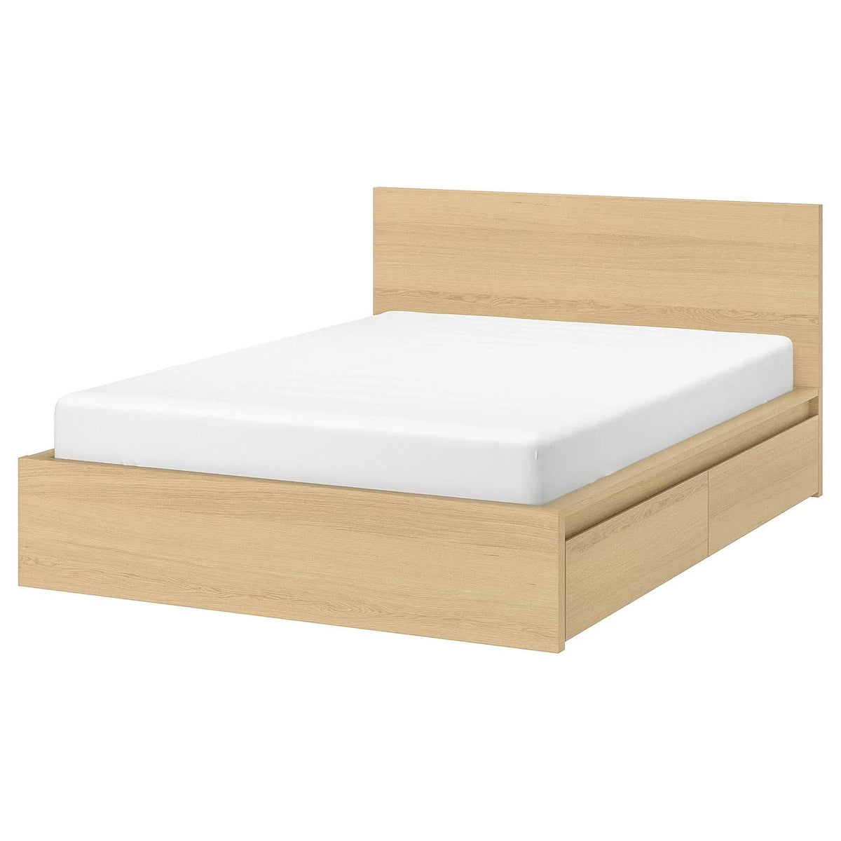 White Stained Oak Veneer King Bed Frame with 4 Storage Boxes H5802