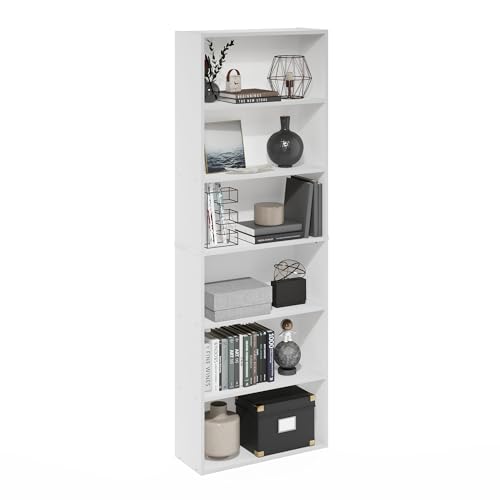 White 6-Tier Open Storage Bookcase W168