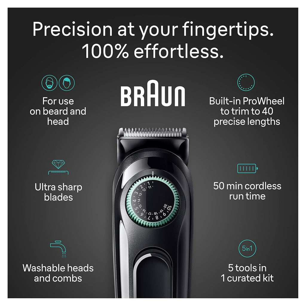 5-in-1 Trimmer for Men with Beard Trimmer, Ear & Nose Trimmer, Hair Clippers, Black D699