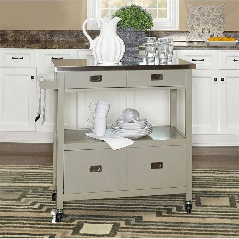 Gray Stainless Steel Top Kitchen Cart F93677