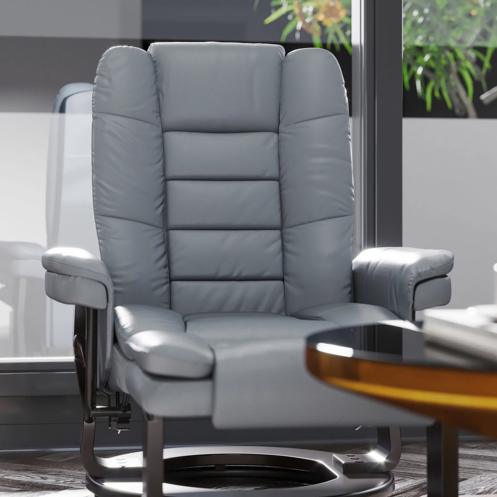 Gray Faux Leather Recliner with Ottoman K86590