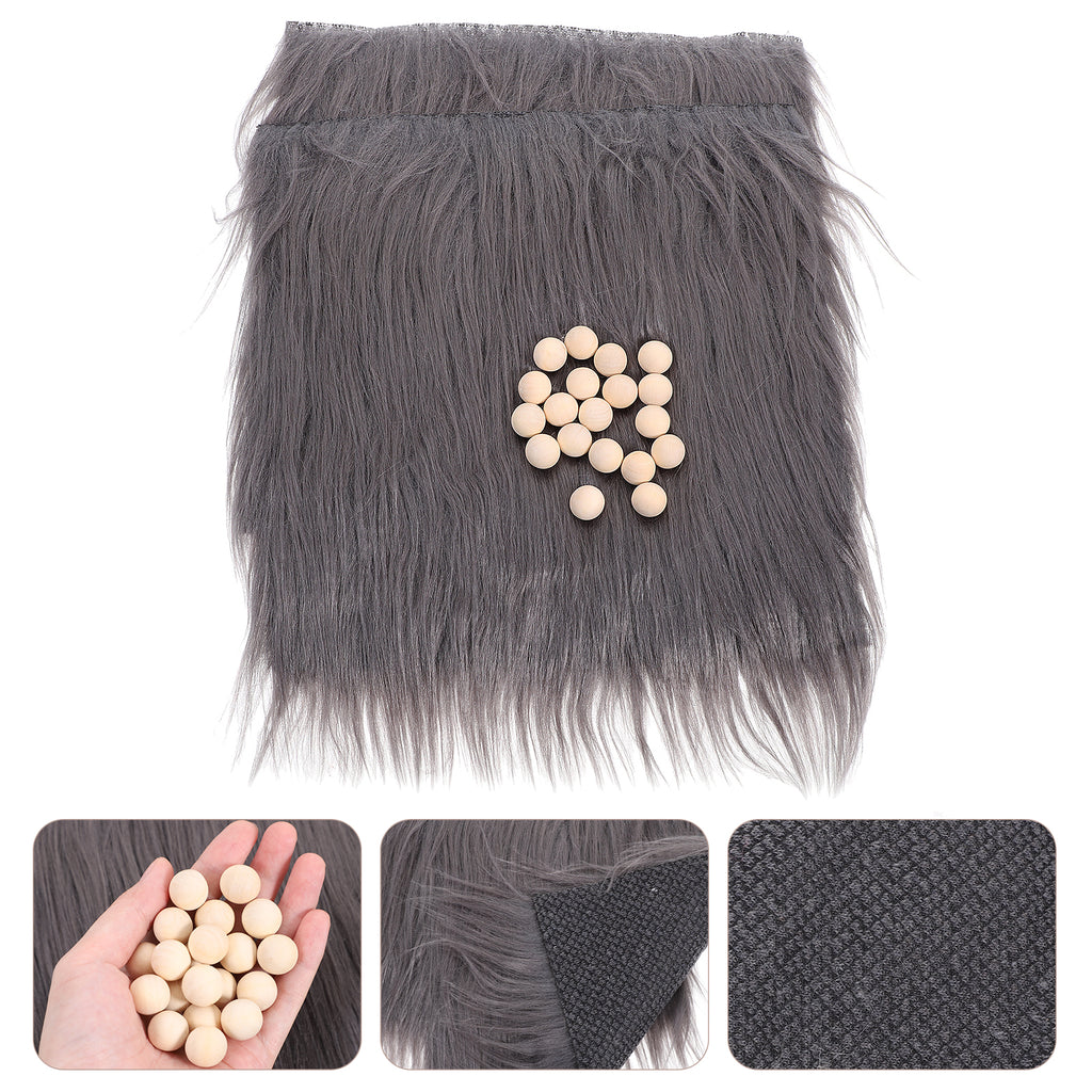 2 Sets Gnome Doll DIY Making Supplies Including Square Faux Fur Fabric Wooden Balls N1821