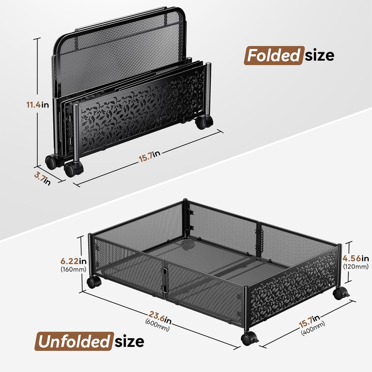 Under Bed Storage Containers with Wheels Metal Storage Containers -2PCK V580