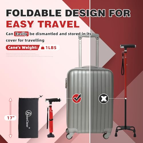 Folding Quad Cane with Two Led Lights S23333