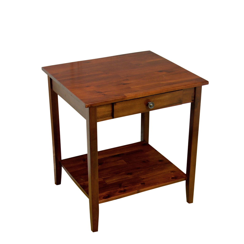 Solid Acacia 1-Drawer End Table - Mahogany X361