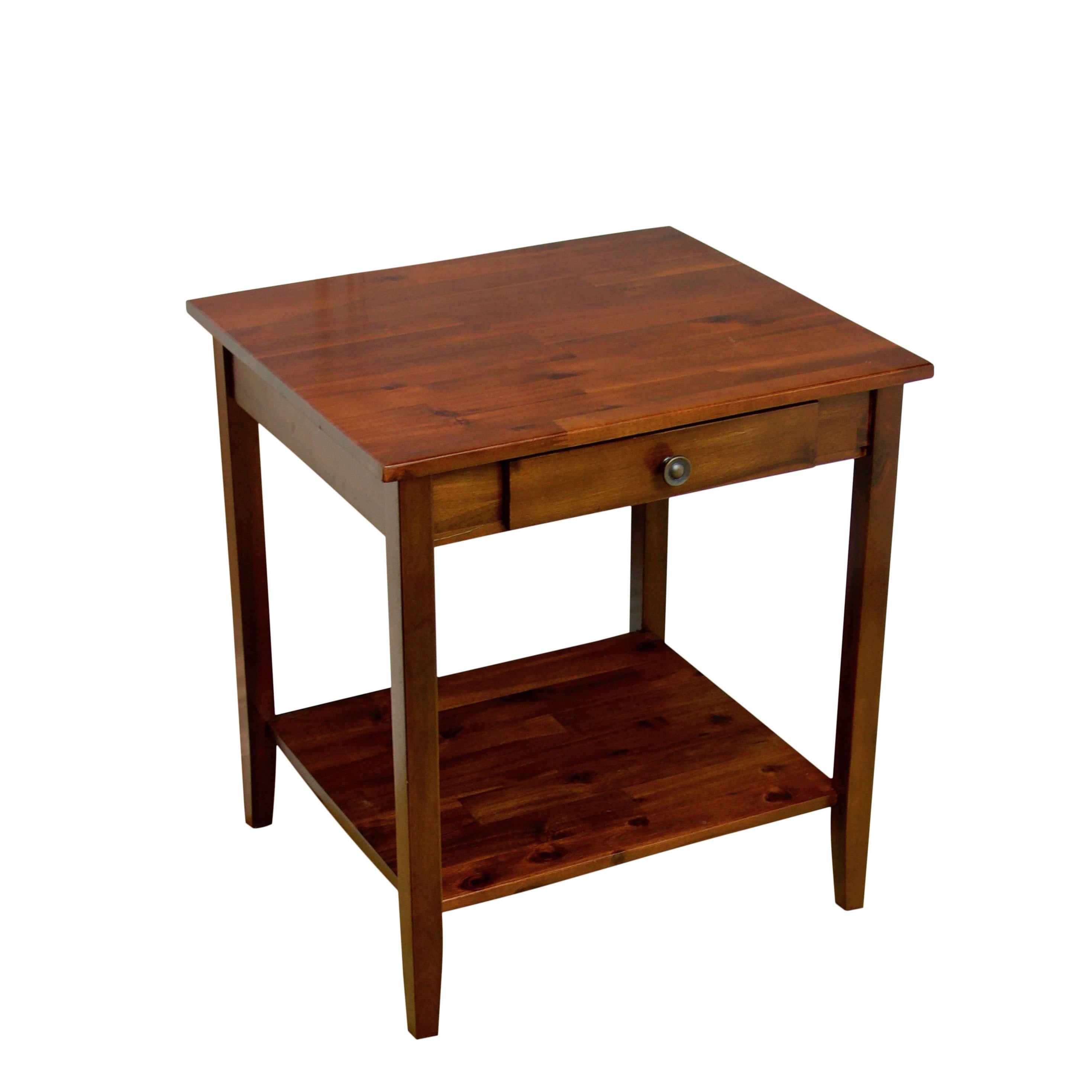 Solid Acacia 1-Drawer End Table - Mahogany X361