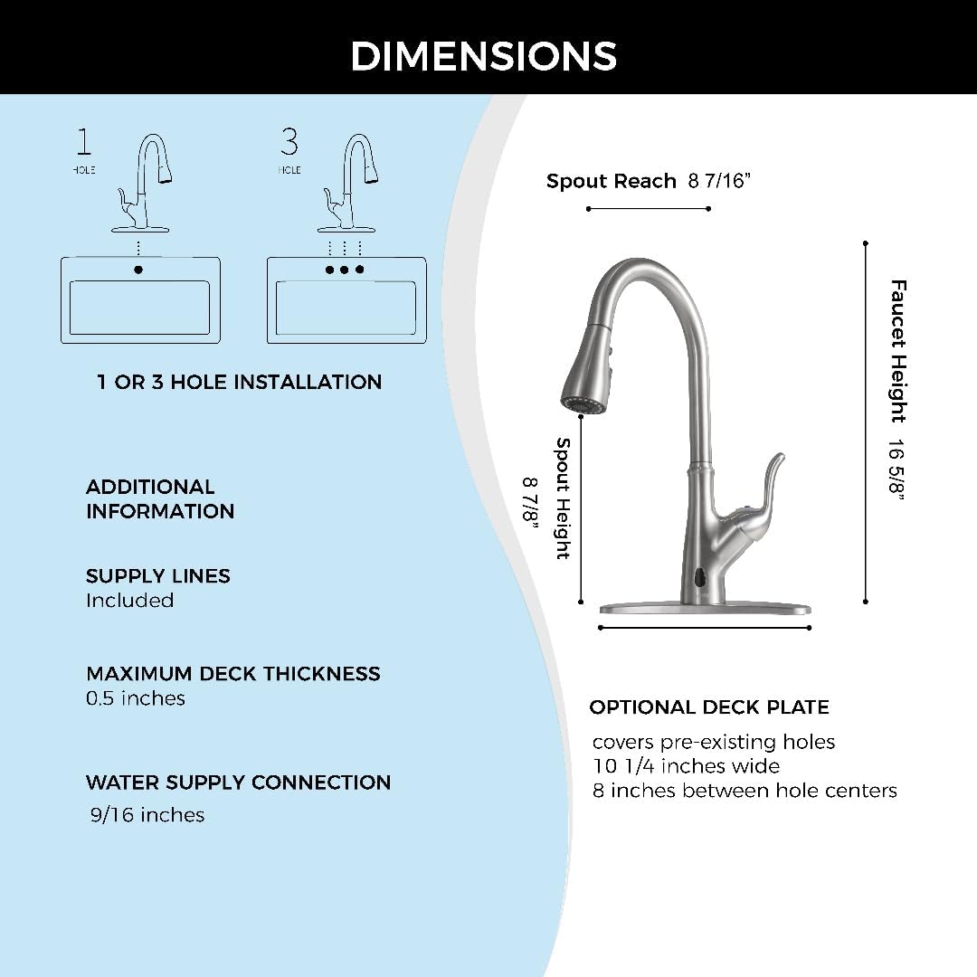 Brushed Nickel Kitchen Faucet with Pull Down Sprayer, Single Handle High Arc Stainless Steel Sink Faucet W74531
