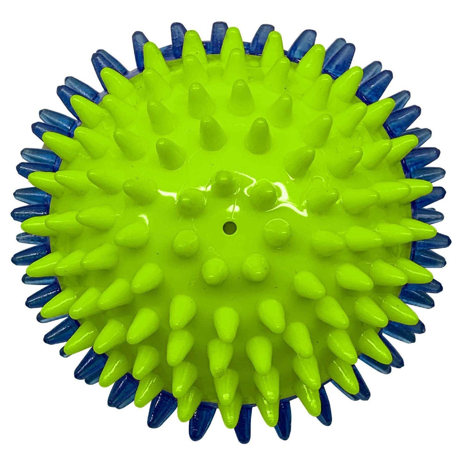 Translucent TPR 3-Part Spike LED & Squeak Ball Dog Toy K462644