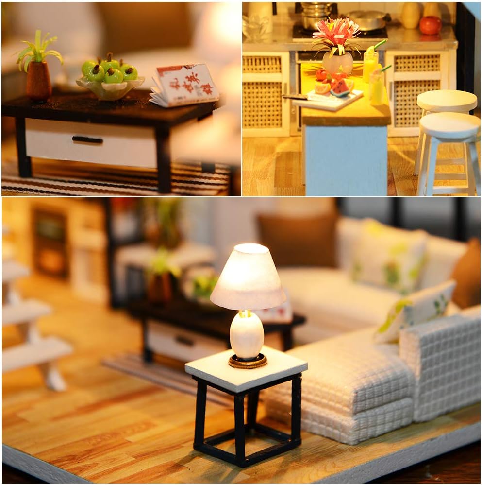 Dollhouse Miniature with Furniture, DIY Dollhouse Kit Y66102