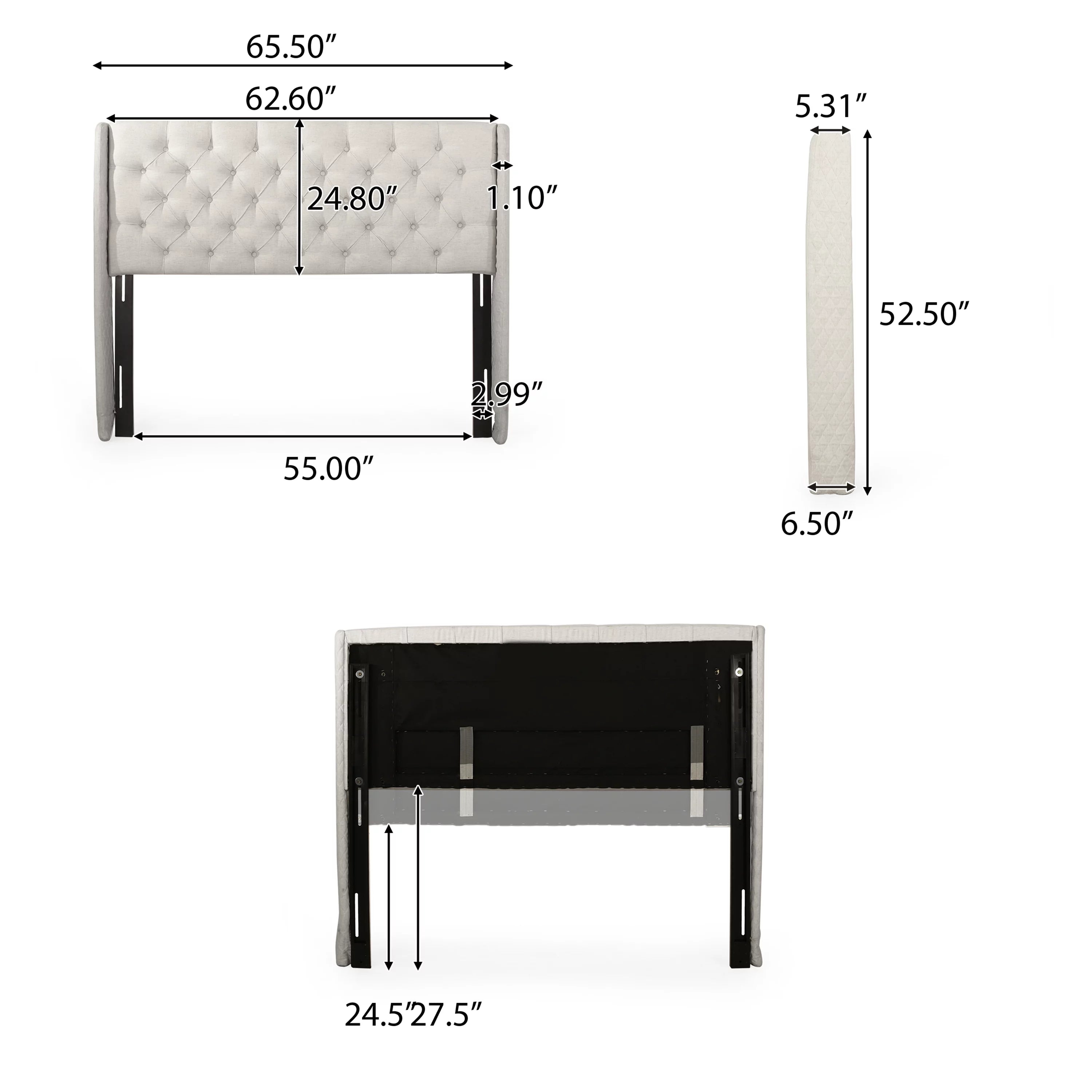 Beige Fabric Wingback Headboard G8223