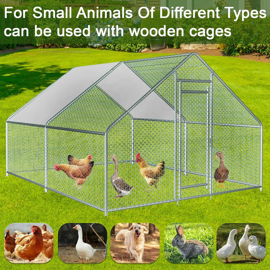 13x10x6.5 FT Metal Chicken Coop with Waterproof Cover B753
