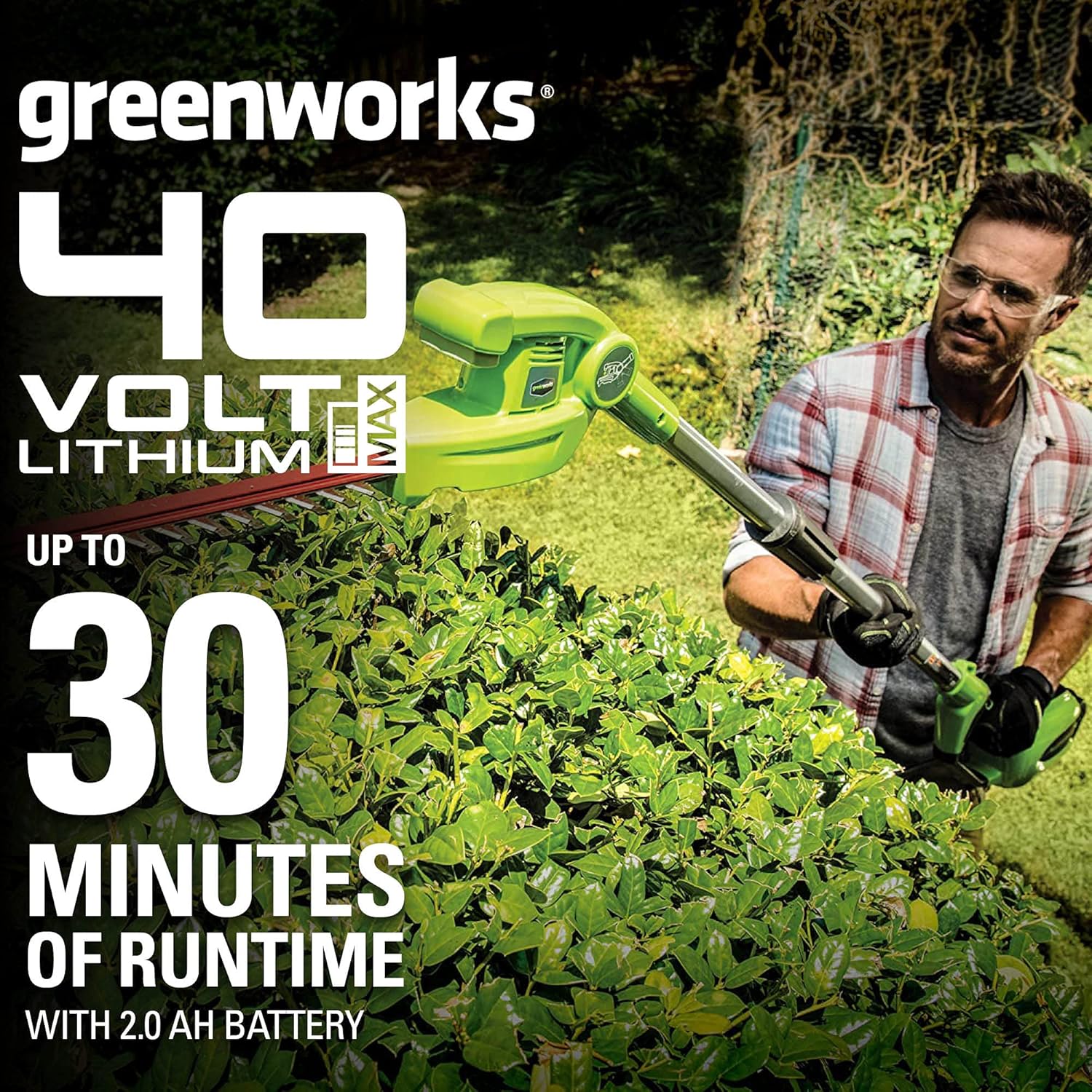 40V 20" Cordless Pole Hedge Trimmer with 2.0Ah Battery and Charger T5555