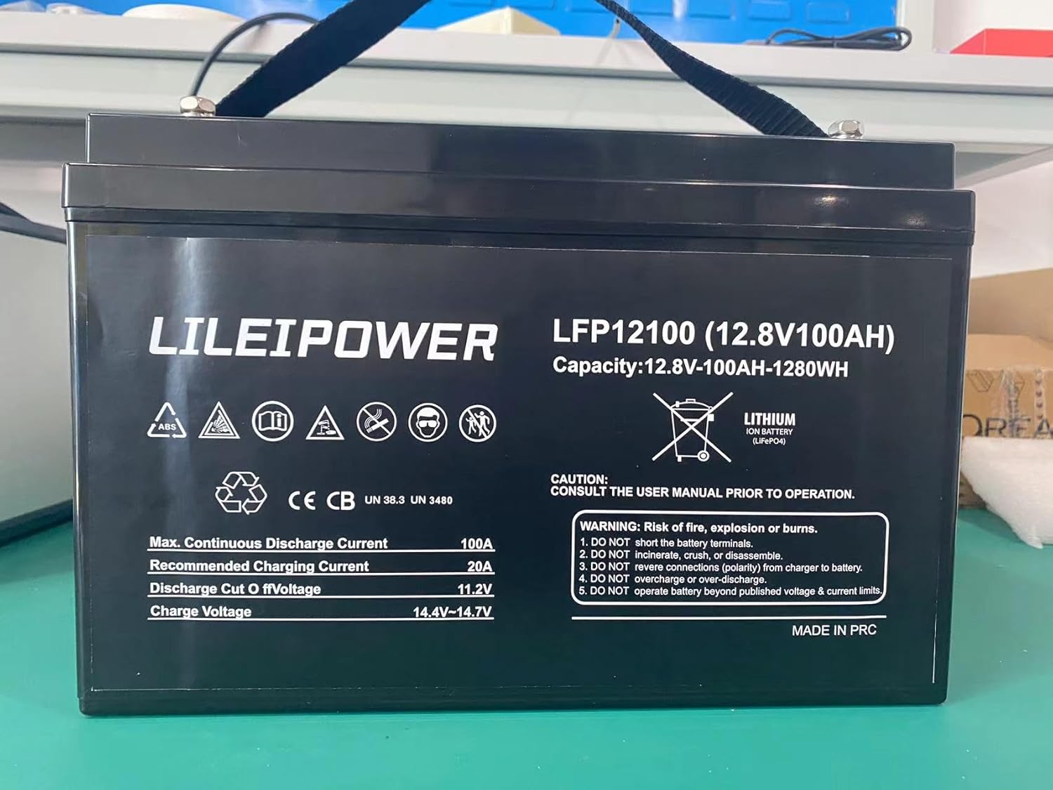 12.8V 100Ah LiFePO4 Battery with 100A BMS Q288117