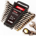 90 Teeth Flex-Head Ratcheting Wrench Set 12 Piece, SAE 1/4 to 3/4", Cr-V Steel, 12-Point, Nickel Plating Q93900