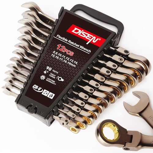 90 Teeth Flex-Head Ratcheting Wrench Set 12 Piece, SAE 1/4 to 3/4", Cr-V Steel, 12-Point, Nickel Plating Q93900