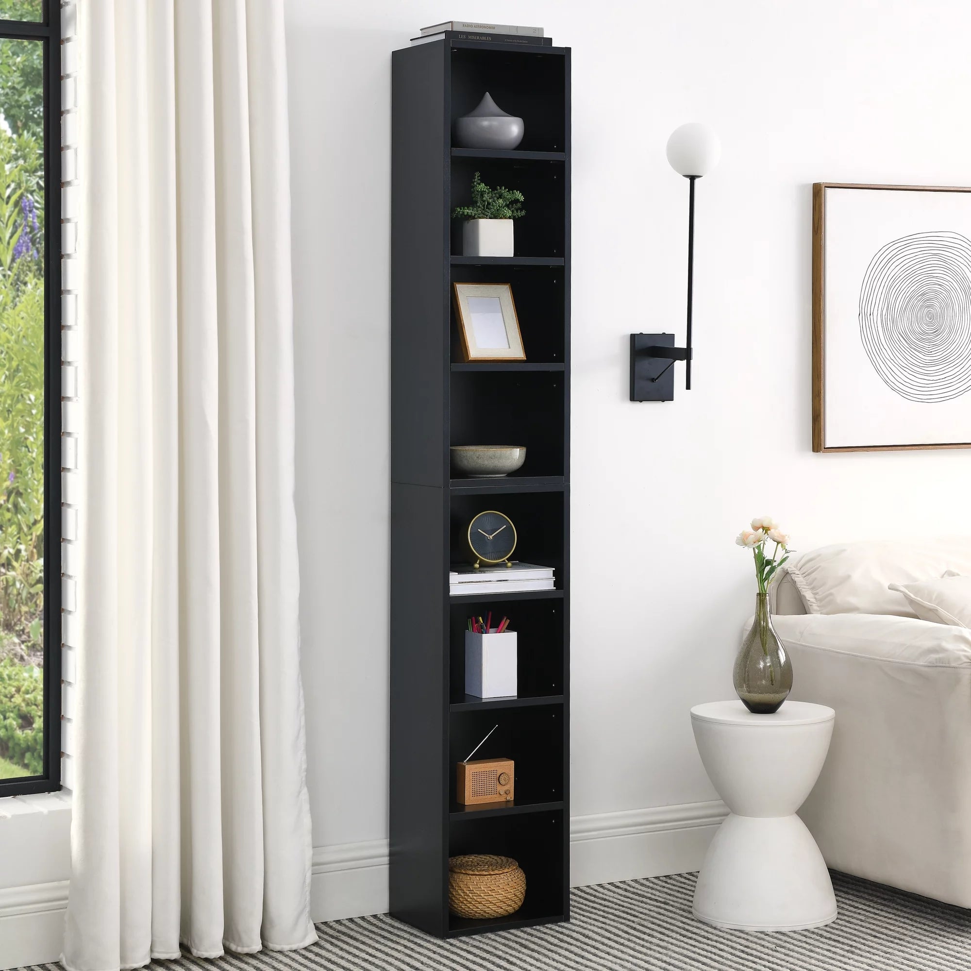 8-Tier Media Tower Rack with Adjustable Shelves I484