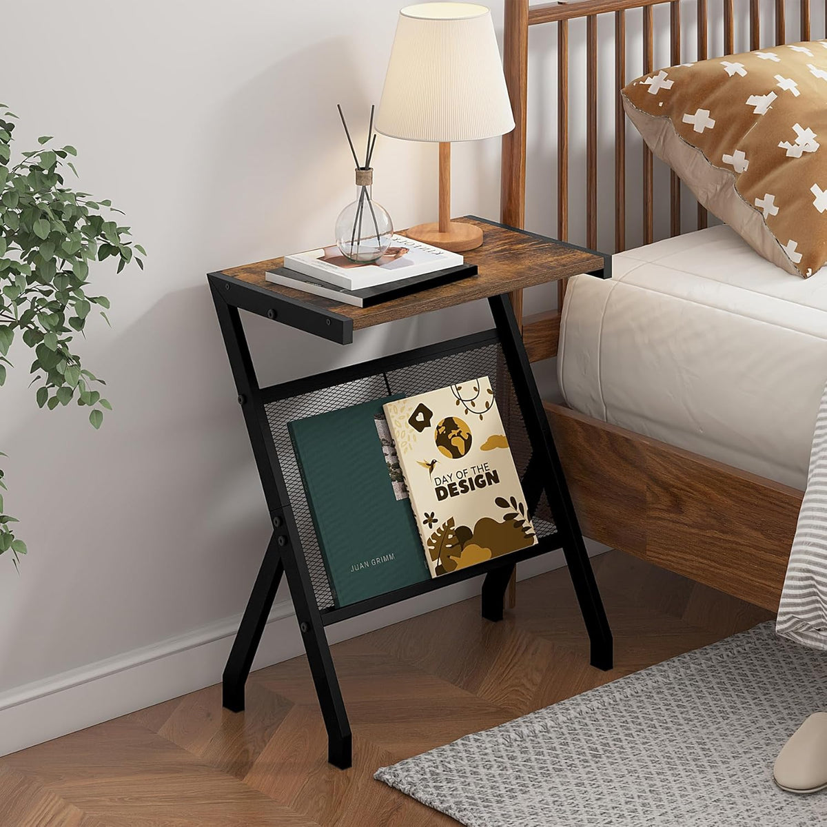 3-Tier Narrow Side Table with Charging Station Y561229