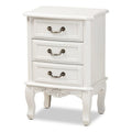 White 3-Drawer Wood Nightstand P63779