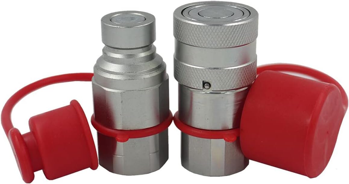 3/4'' SAE-12 UNF1-1/16 Flat Face Hydraulic Quick Connect Coupling, 1/2 Body, Pack of 2 D38425