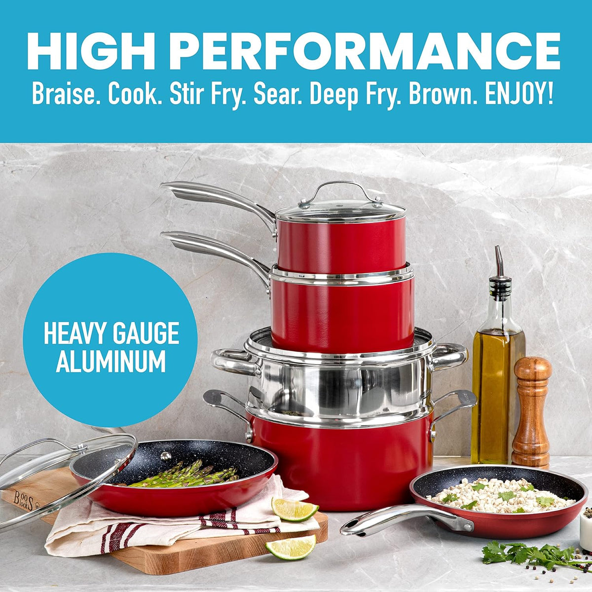 10pc Nonstick Granite Stone Cookware Set U3590