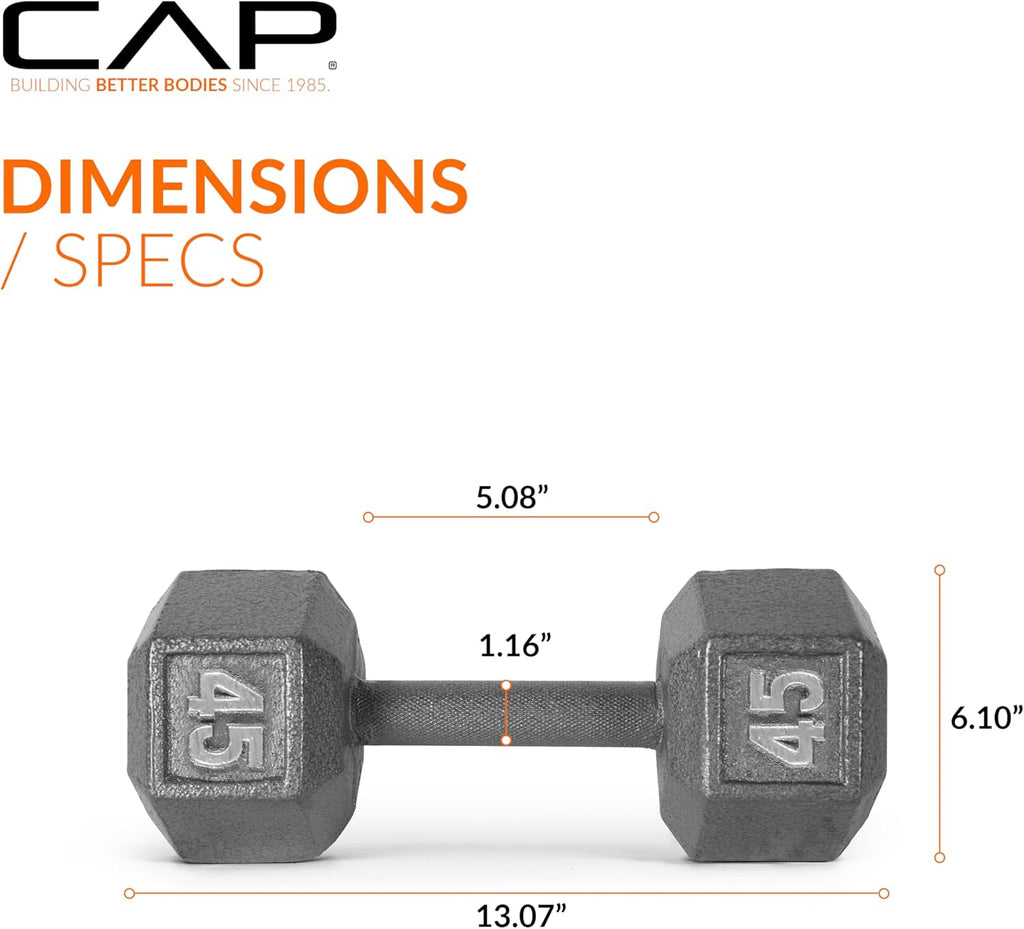45 lb Cast Iron Hex Dumbbell W1097