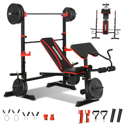 8 in 1 Olympic Weight Bench Set with Barbell Rack C3335