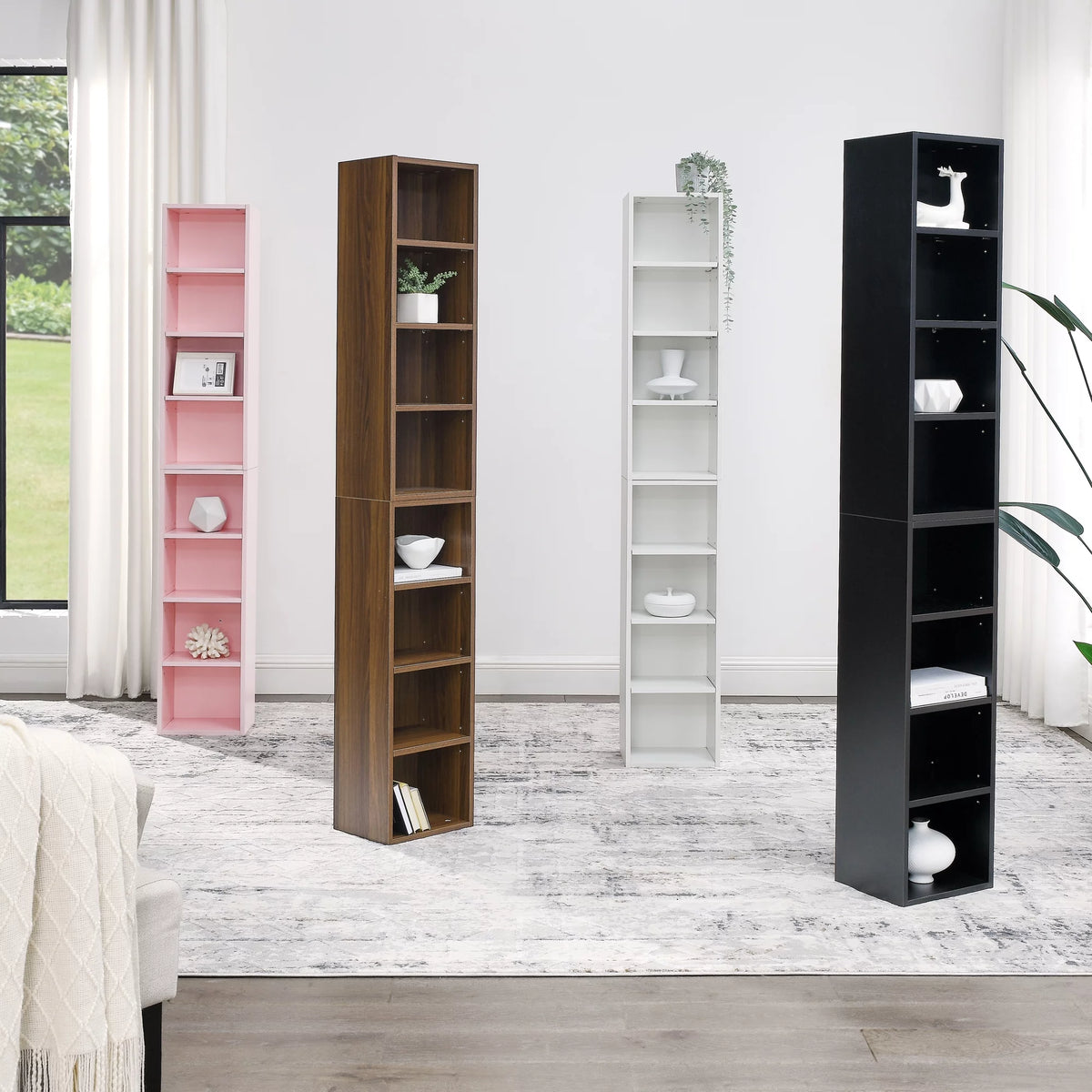8-Tier Media Tower Rack with Adjustable Shelves I484