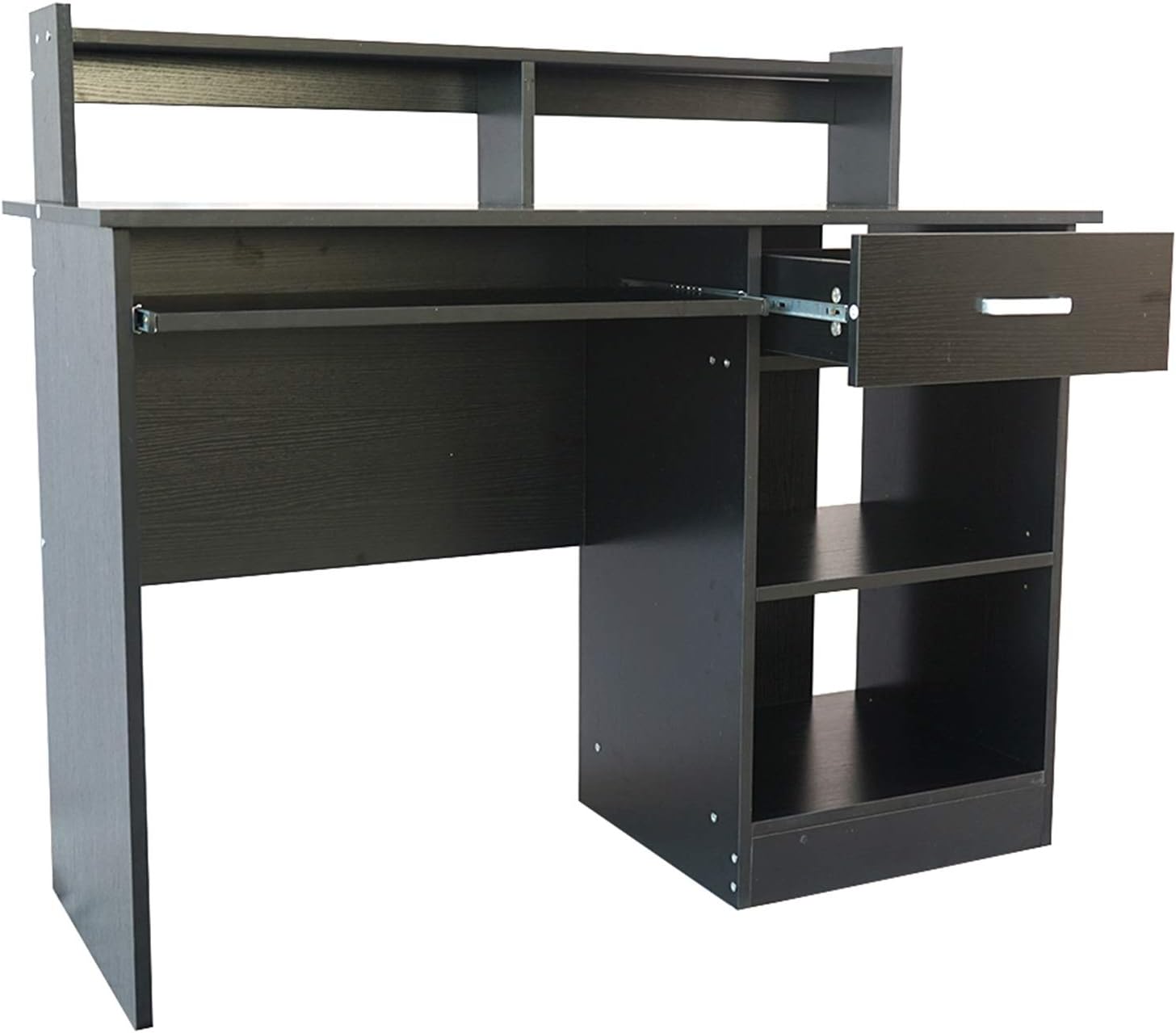 Black Computer Desk with Keyboard Tray and Drawer F900