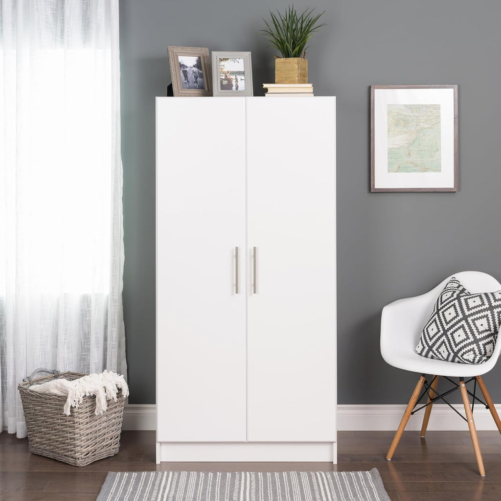 White Armoire Wardrobe with Hanging Rail W179