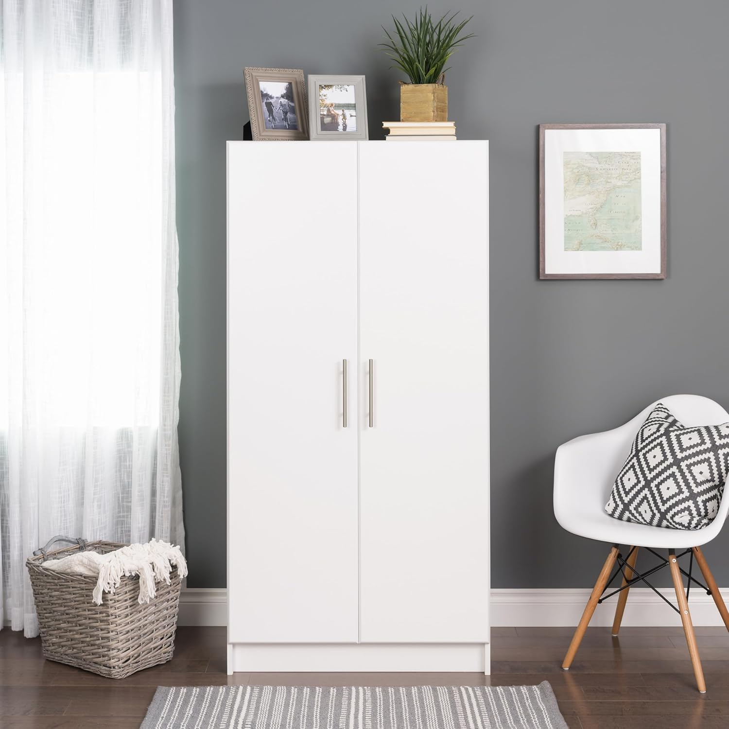 White Armoire Wardrobe with Hanging Rail W179