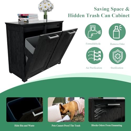 White 10-Gallon Wooden Tilt Out Trash Cabinet X5247