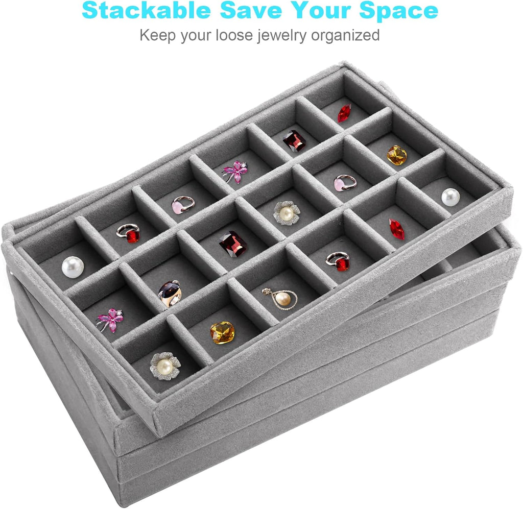 4 Pcs Velvet Jewelry Organizer Trays V9536