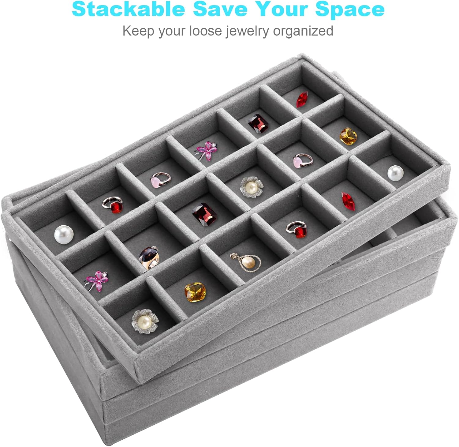 4 Pcs Velvet Jewelry Organizer Trays V9536