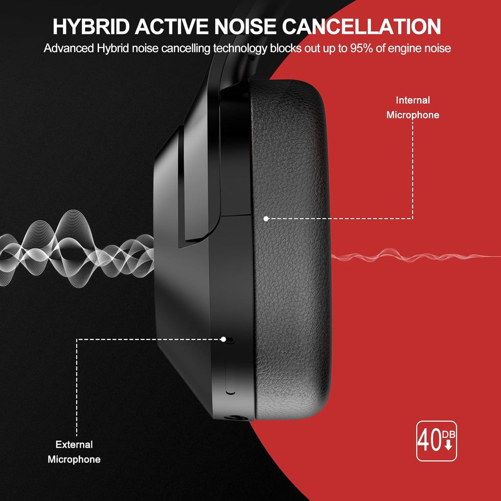 Hybrid Active Noise Cancelling Over Ear Bluetooth Headphones, 100H Playtime O5016