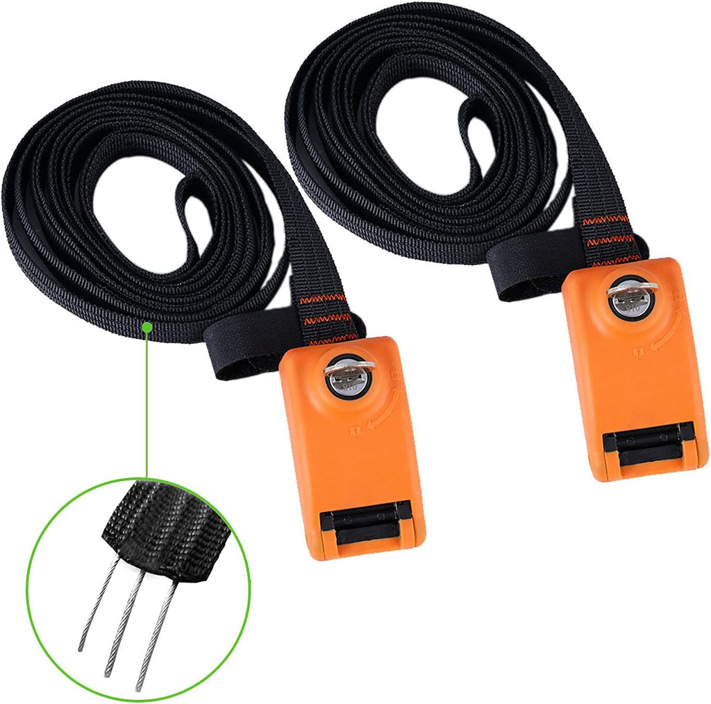 15ft Lockable Tie Down Strap with Silicone Buckle, 2 Pack (Orange) N93766